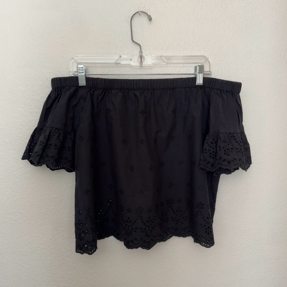Madewell Black Off the Shoulder Eyelet Blouse Size L